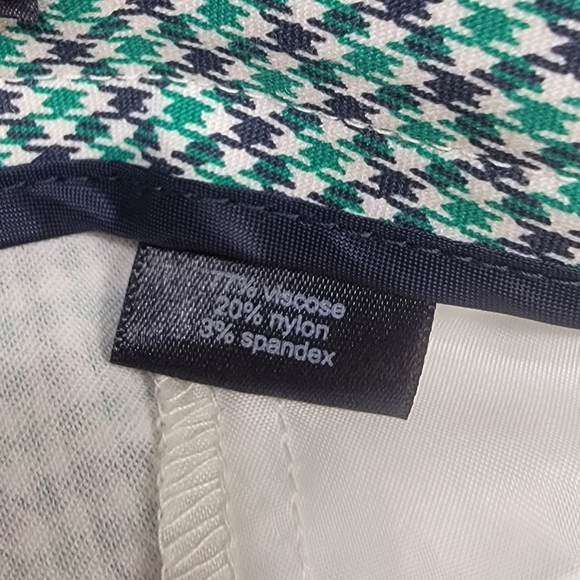 The Limited Green Navy White Mini Houndstooth Print Skinny Stretch Pants Sz 10p - Picture 4 of 5